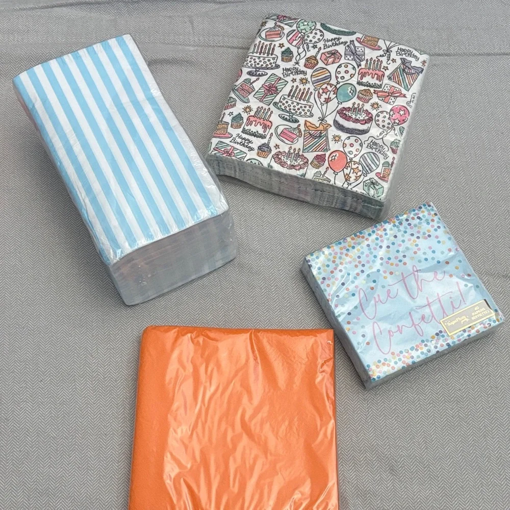 Birthday Party Tableware Set - Orange, Blue, Pink
